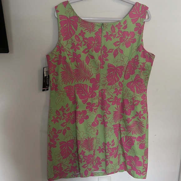 NWT Briggs New York Women’s Dress Size 18 Tropical Print Pink Beach Vacation - Picture 3 of 6
